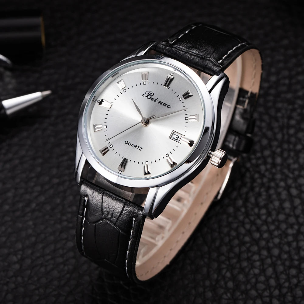 Quartz Wristwatch with Date Window Business Style