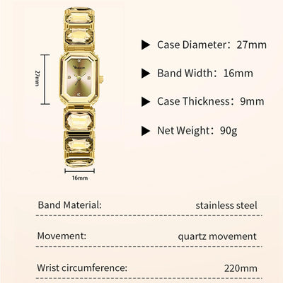 Square Crystal Link Watch with Diamond Accent Bracelet - WO2MEN
