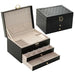 Portable Jewelry Box Organizer with Necklace Tray - Black L