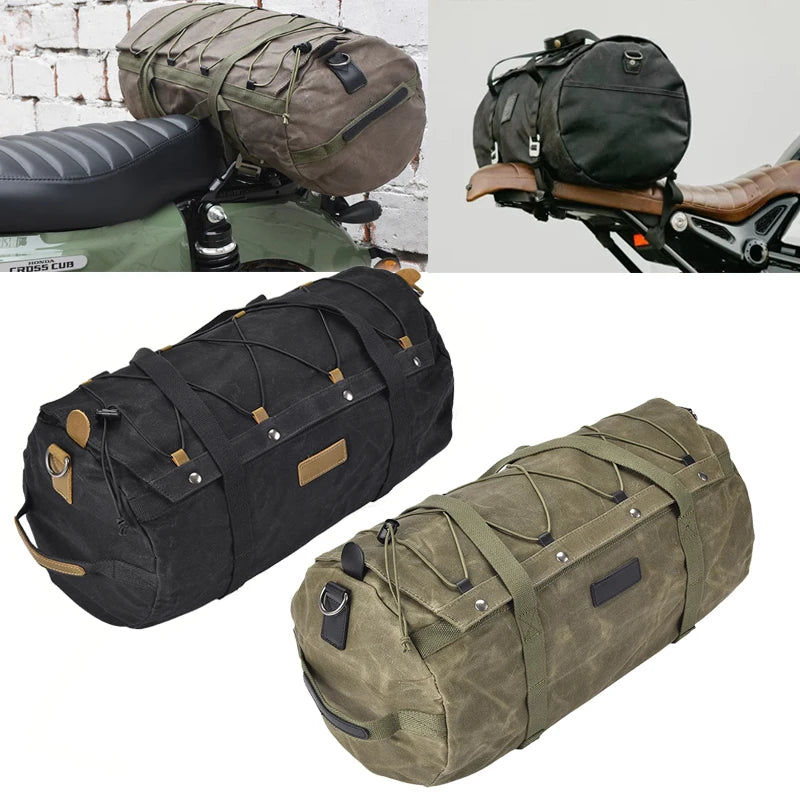 Waterproof Canvas Motorcycle Rear Seat Bag Big Capacity